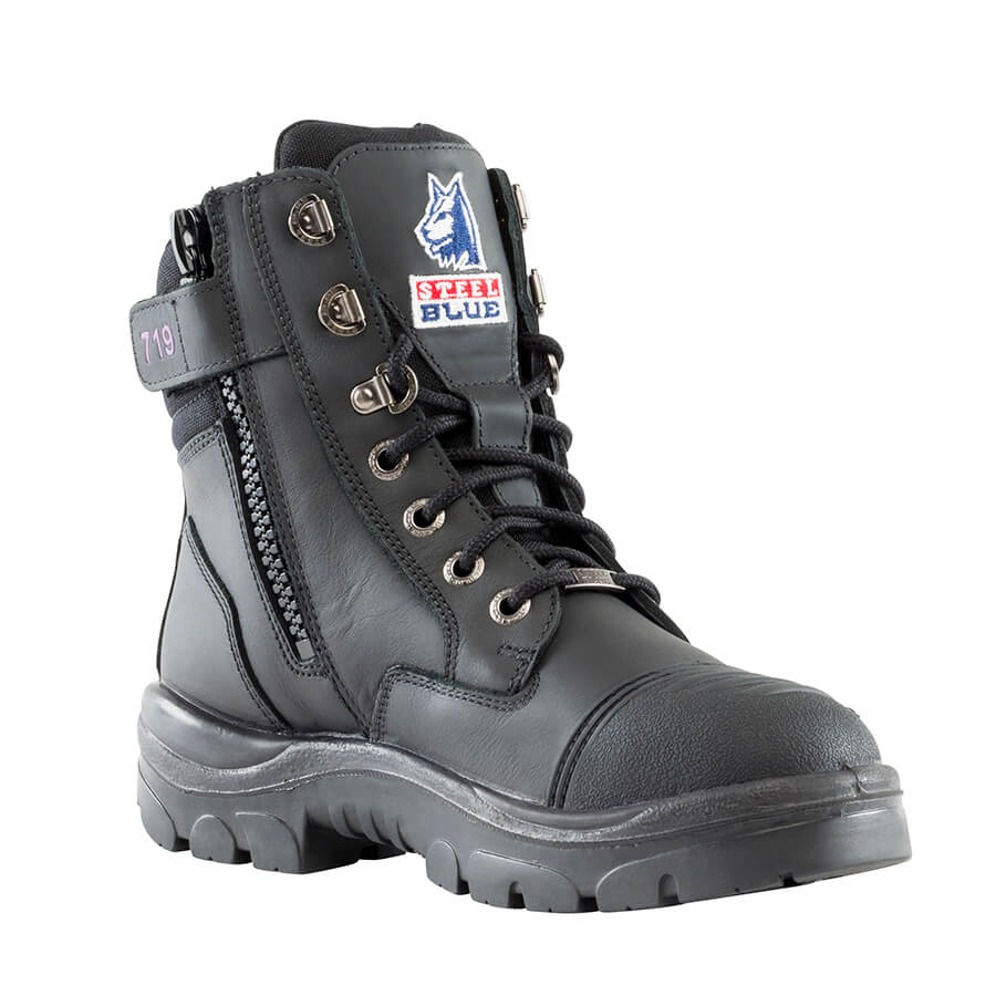 Steel Blue Southern Cross Zip Ladies Safety Boot w. Scuff Cap