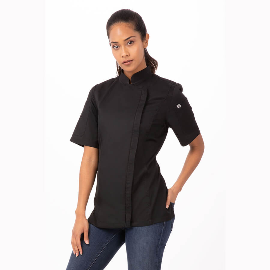 BCWSZ006 Springfield Womens Zipper Short Sleeve Chef Jacket