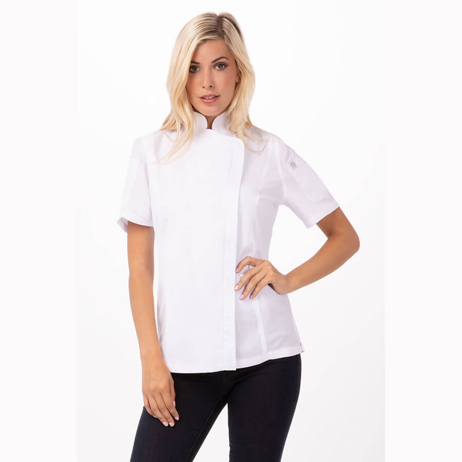 BCWSZ006 Springfield Womens Zipper Short Sleeve Chef Jacket