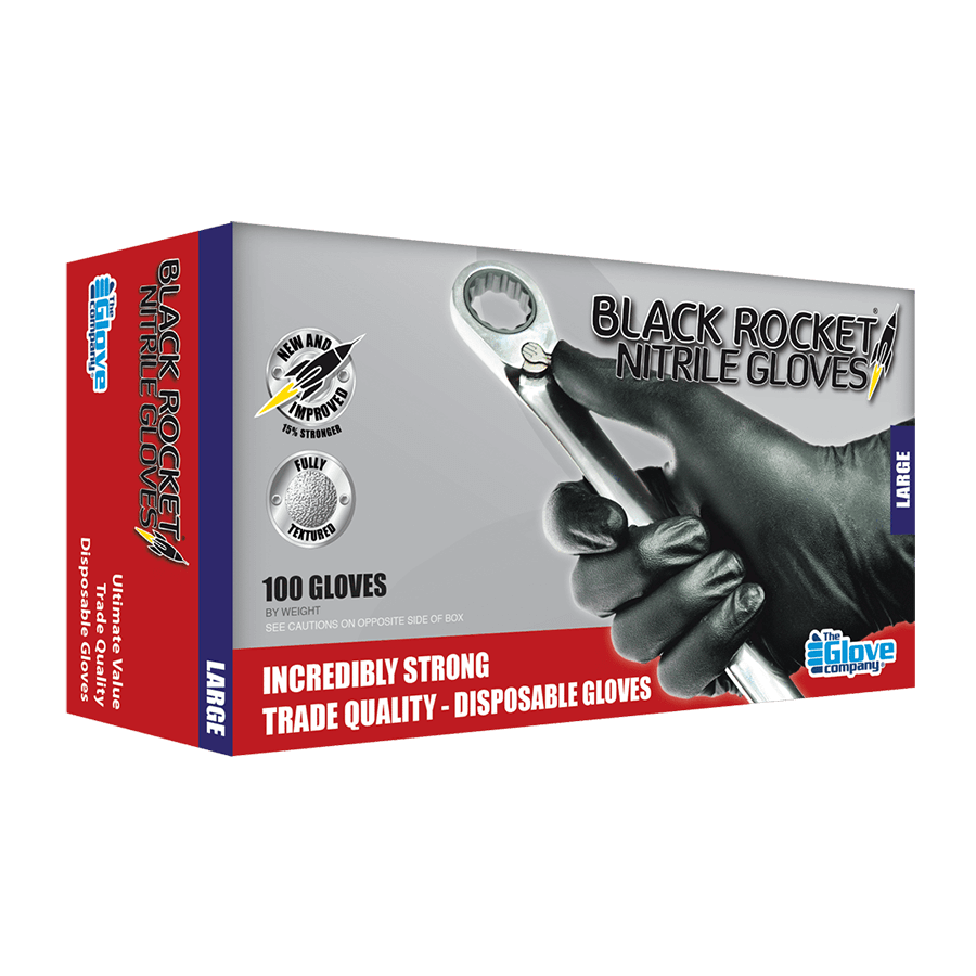Black Rocket Heavy Duty Nitrile Gloves - Box of 100