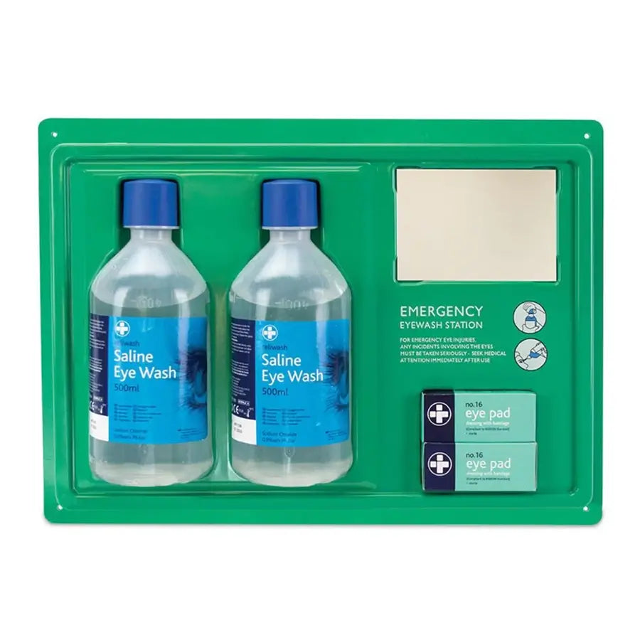 FADE21 Premier Eyecare Station Wall Mount With Mirror 2 X 500Ml