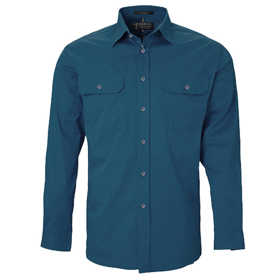 RM500BT Mens Pilbara Open Front Long Sleeve Shirt Plus Size 3XL-6XL