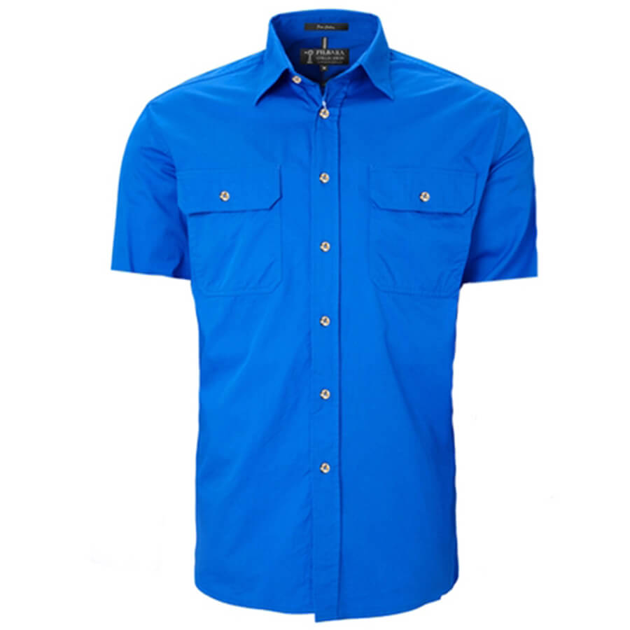 RM500BTS Mens Pilbara Open Front Short Sleeve Shirt - Size XS-XL