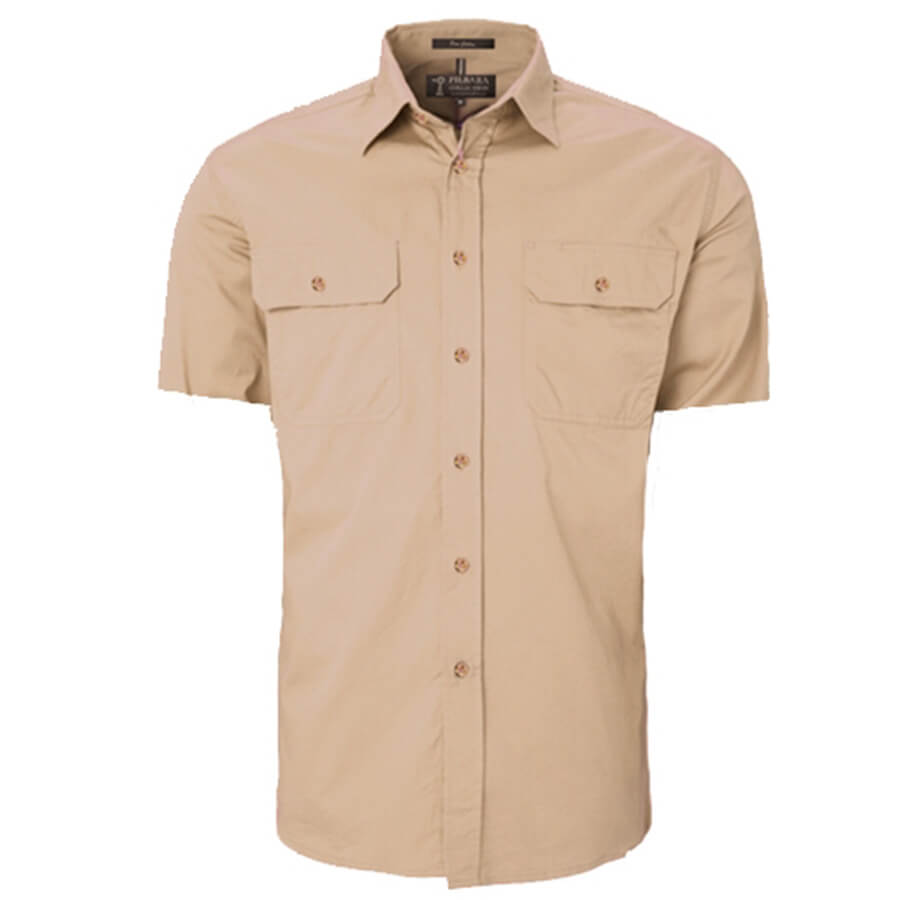 RM500BTS Mens Pilbara Open Front Short Sleeve Shirt - Size XS-XL