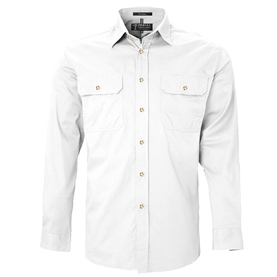 RM500BT Mens Pilbara Open Front Long Sleeve Shirt - Size M-2XL
