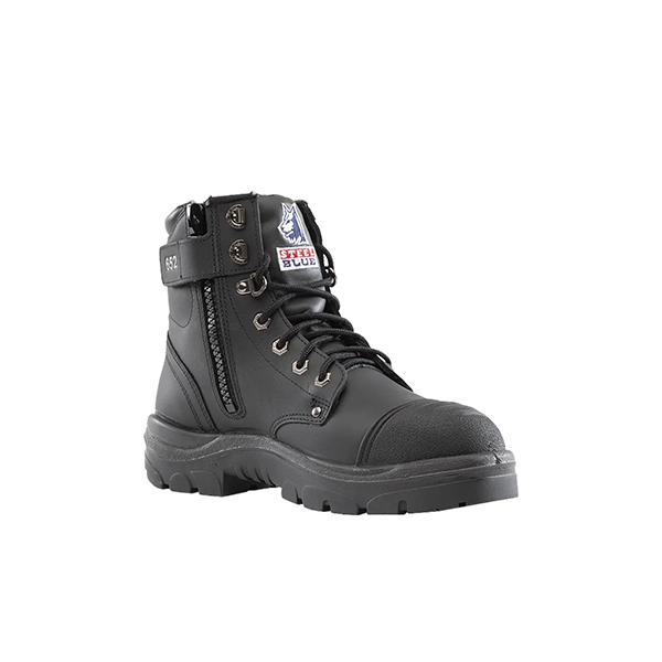 Steel Blue Argyle Zip Lace Up Scuff Cap Safety Boot TPU Sole