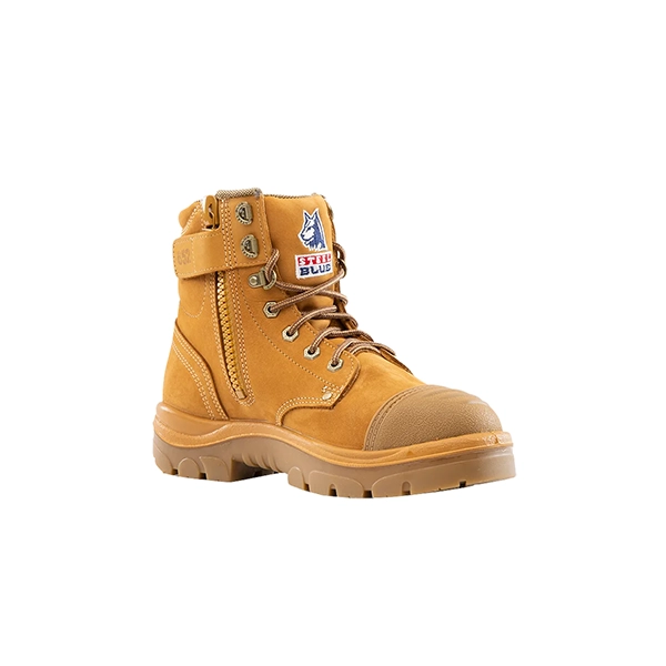 Steel Blue Argyle Zip Lace Up Scuff Cap Safety Boot TPU Sole
