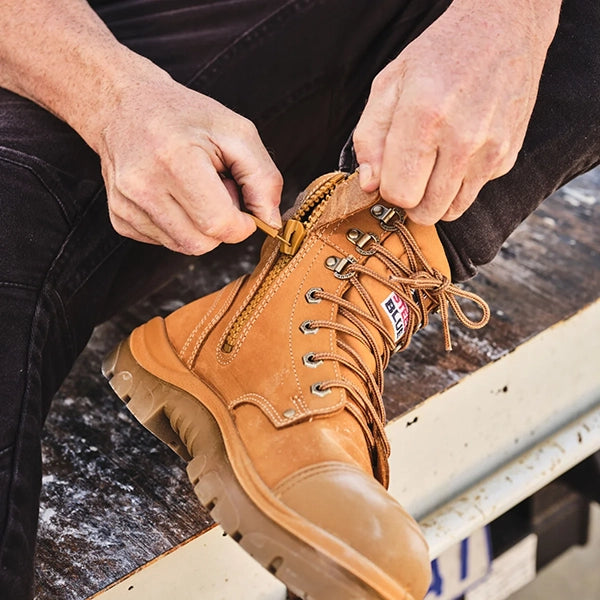 Steel Blue Argyle Zip Lace Up Scuff Cap Safety Boot TPU Sole