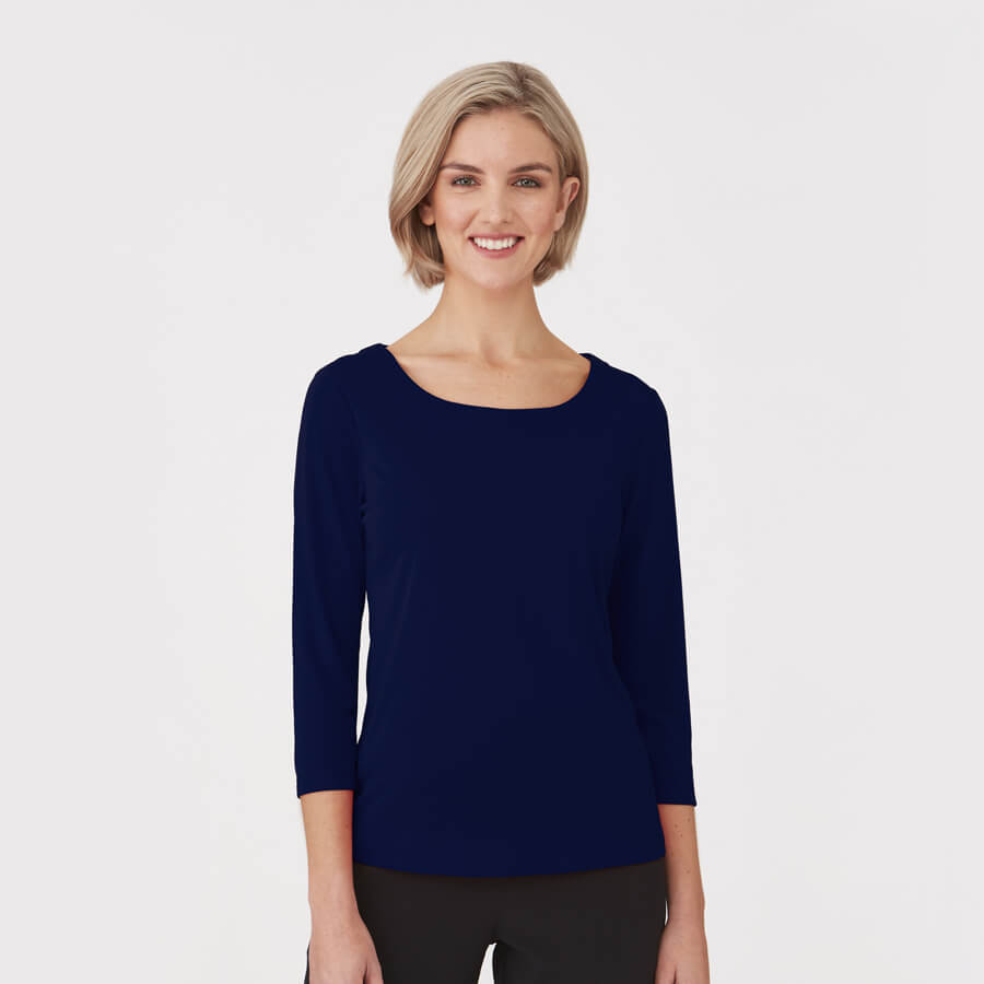 City Collection Smart Knit 3/4 Sleeve Blouse