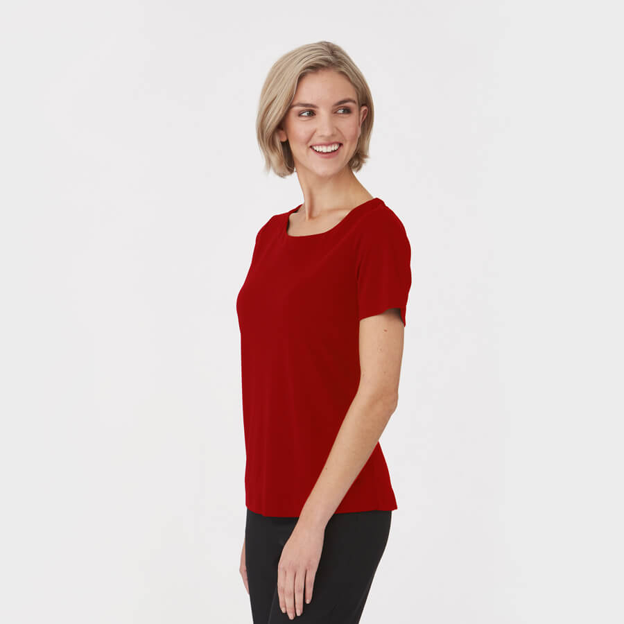 City Collection Smart Knit Short Sleeve Blouse