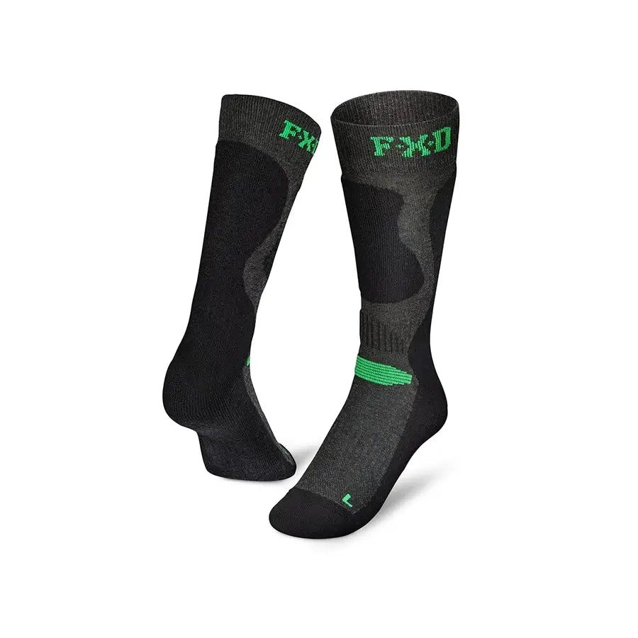 FXD Tech Sock 2 Pack Size 7-12 Black/Green
